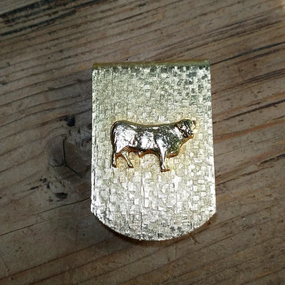 Bull money clip goldtone